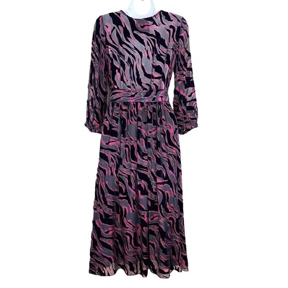 Johnny Was Tavi Black Pink Silk Blend Velvet Burnout Abstract Dress size XS - Picture 6 of 8